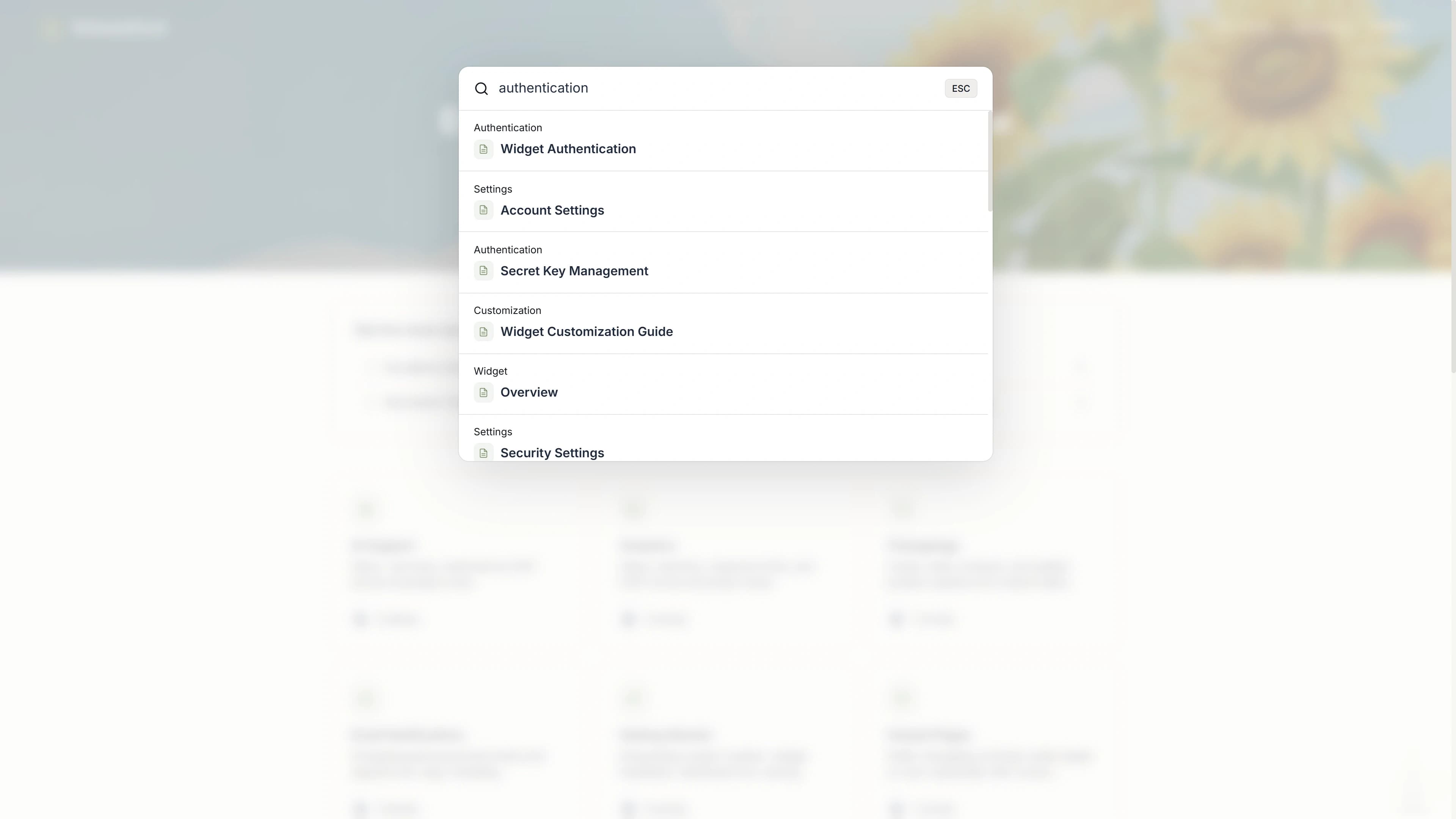 Full-text search on a hosted help center returning matching articles